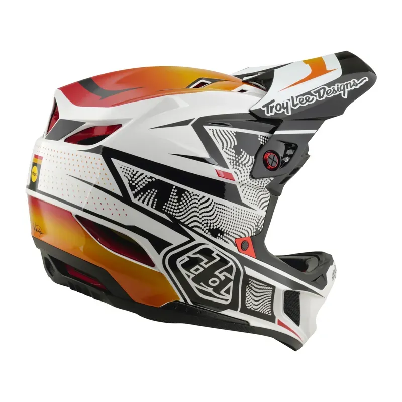 Troy Lee Designs D4 Composite MIPS Helmet in Lined Up - White-4