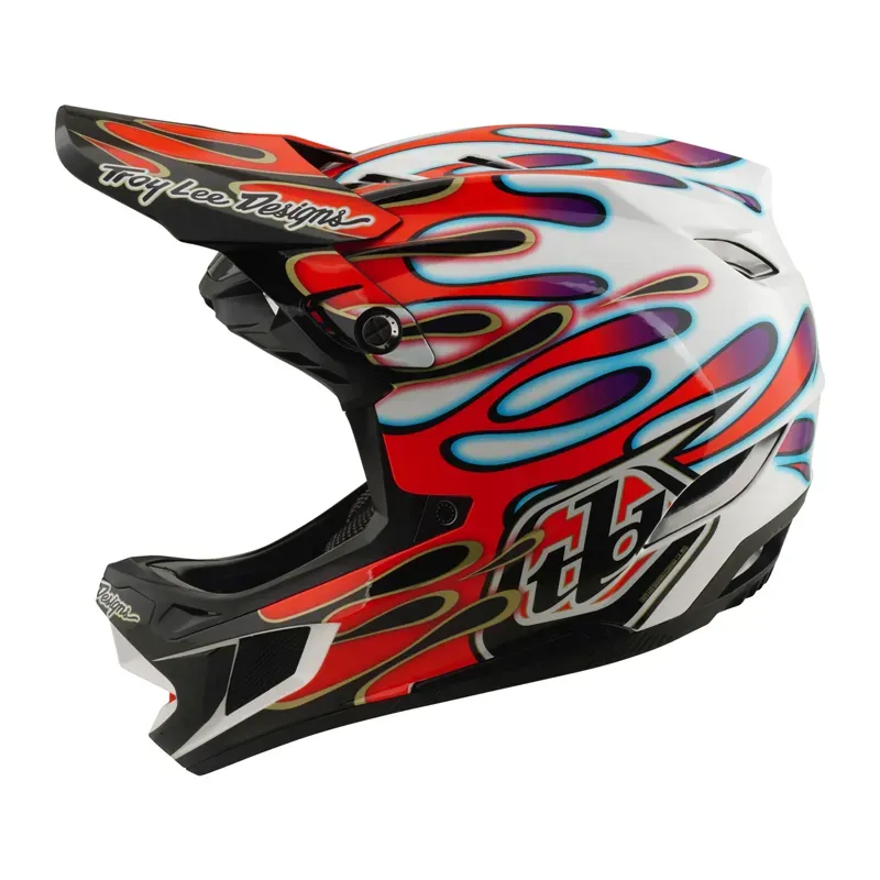 Troy Lee Designs D4 Composite MIPS Helmet in Overspray - White/Red-1