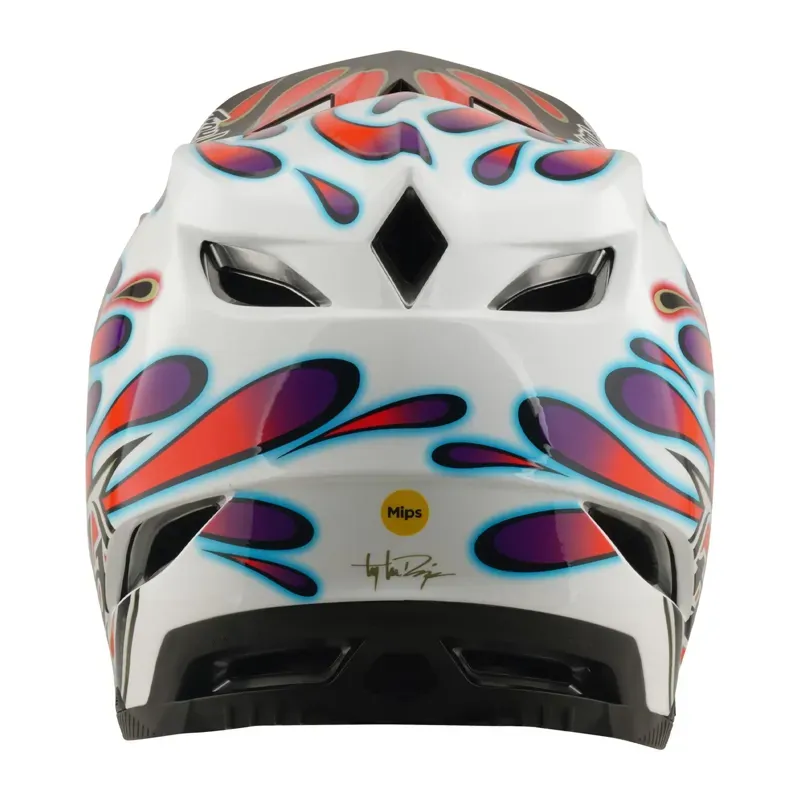 Troy Lee Designs D4 Composite MIPS Helmet in Overspray - White/Red-3