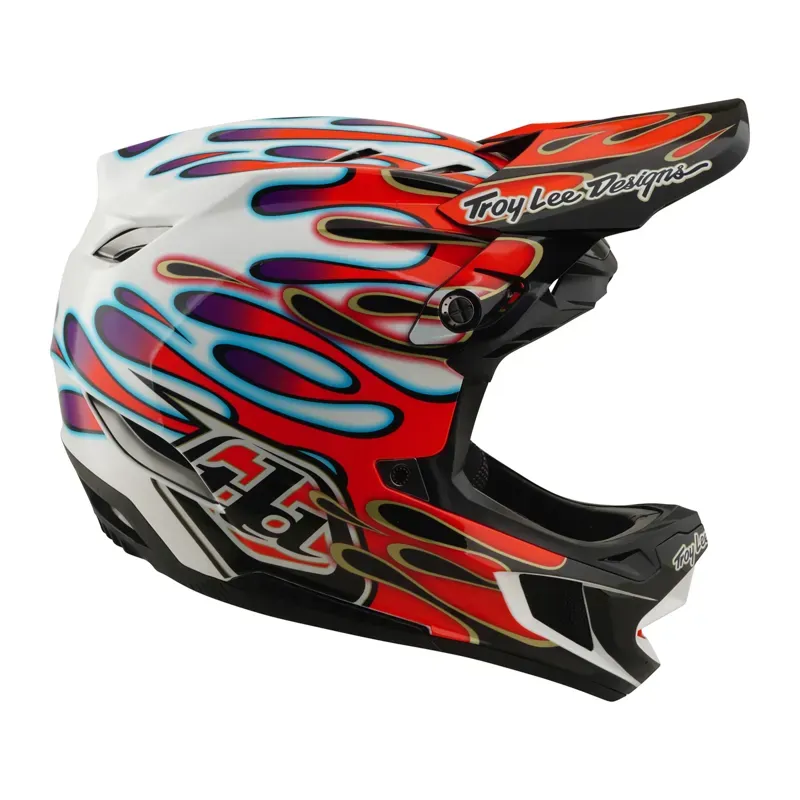 Troy Lee Designs D4 Composite MIPS Helmet in Overspray - White/Red-5