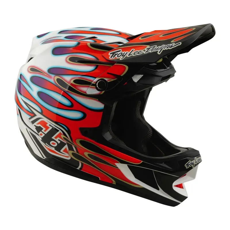 Troy Lee Designs D4 Composite MIPS Helmet in Overspray - White/Red-6