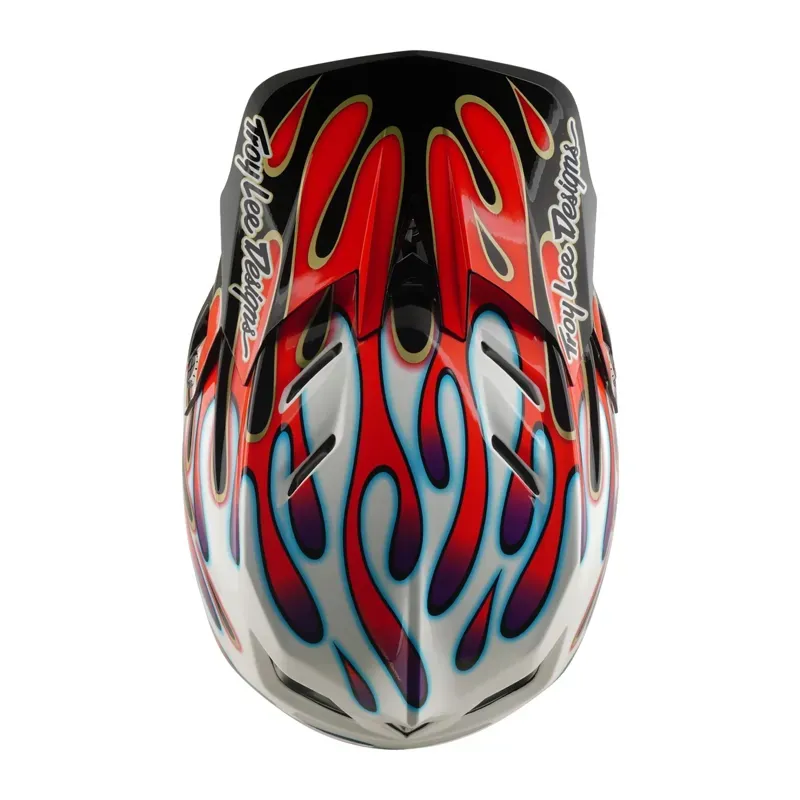 Troy Lee Designs D4 Composite MIPS Helmet in Overspray - White/Red-7