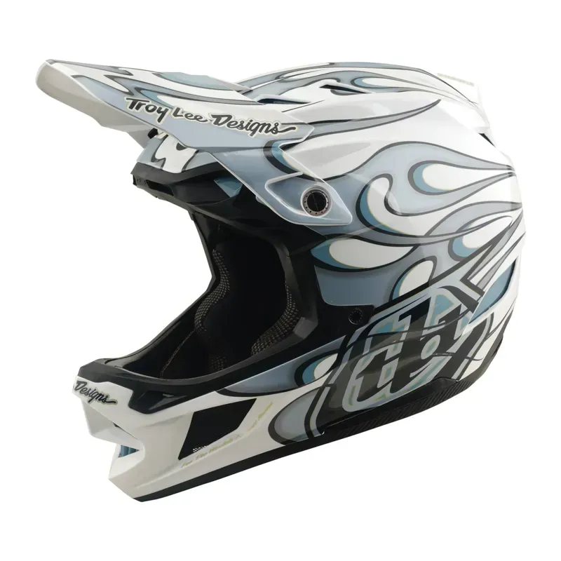 Troy Lee Designs D4 Composite MIPS Helmet in Torched - White/Silver