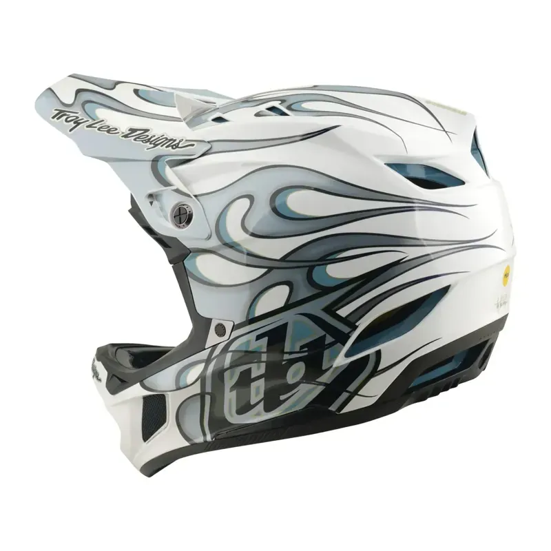 Troy Lee Designs D4 Composite MIPS Helmet in Torched - White/Silver-2