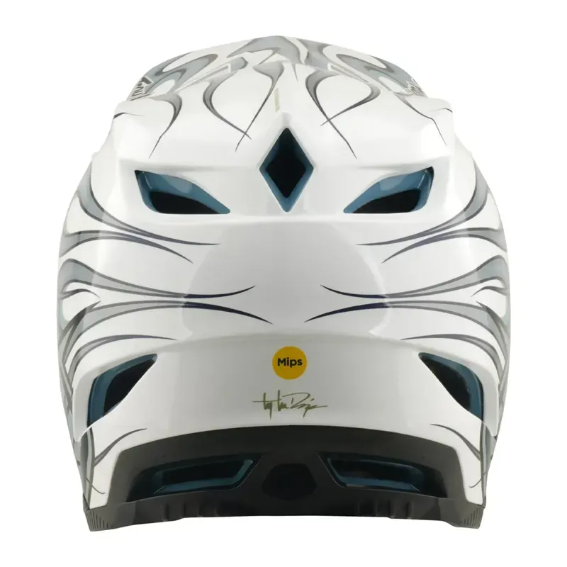 Troy Lee Designs D4 Composite MIPS Helmet in Torched - White/Silver-3