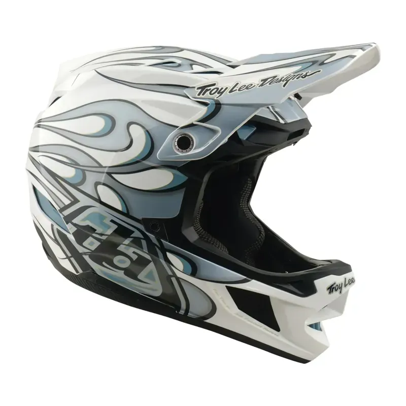 Troy Lee Designs D4 Composite MIPS Helmet in Torched - White/Silver-6