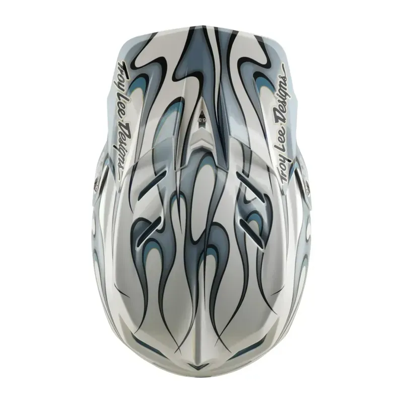 Troy Lee Designs D4 Composite MIPS Helmet in Torched - White/Silver-7