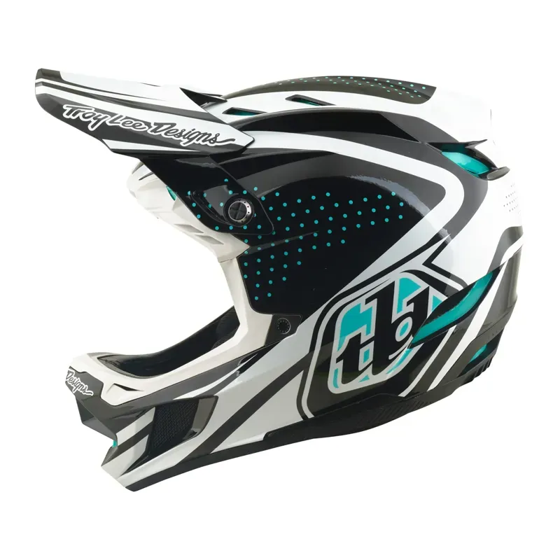 Troy Lee Designs D4 Polyacrylite Helmet in The Line - Charcoal/White-1