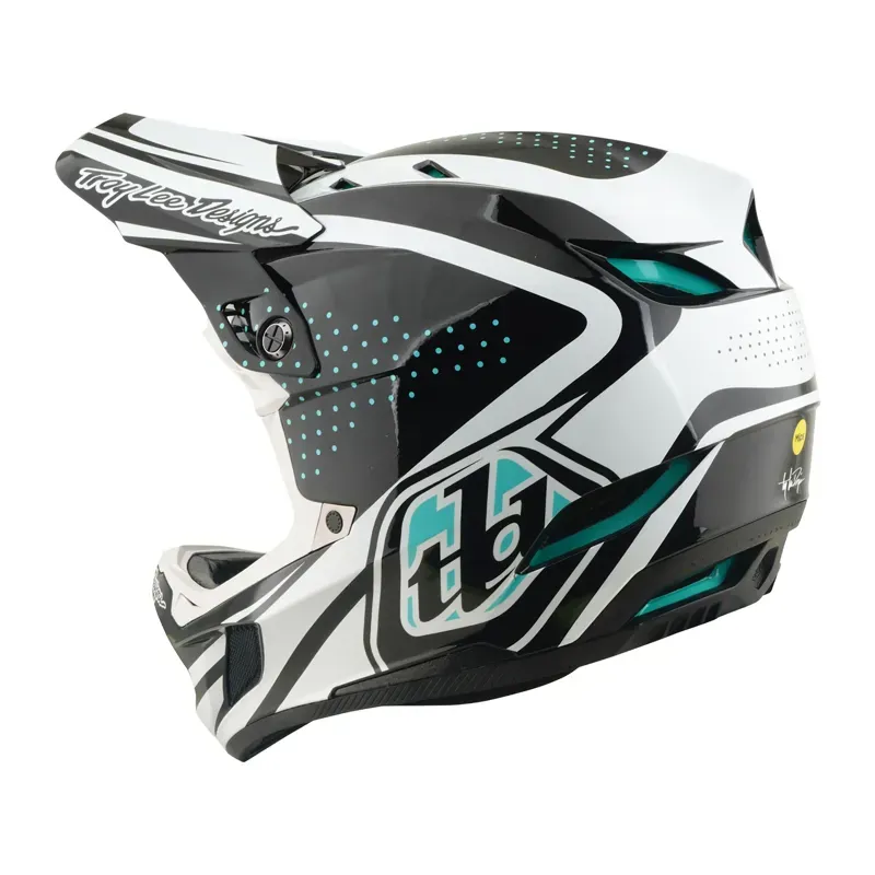Troy Lee Designs D4 Polyacrylite Helmet in The Line - Charcoal/White-2