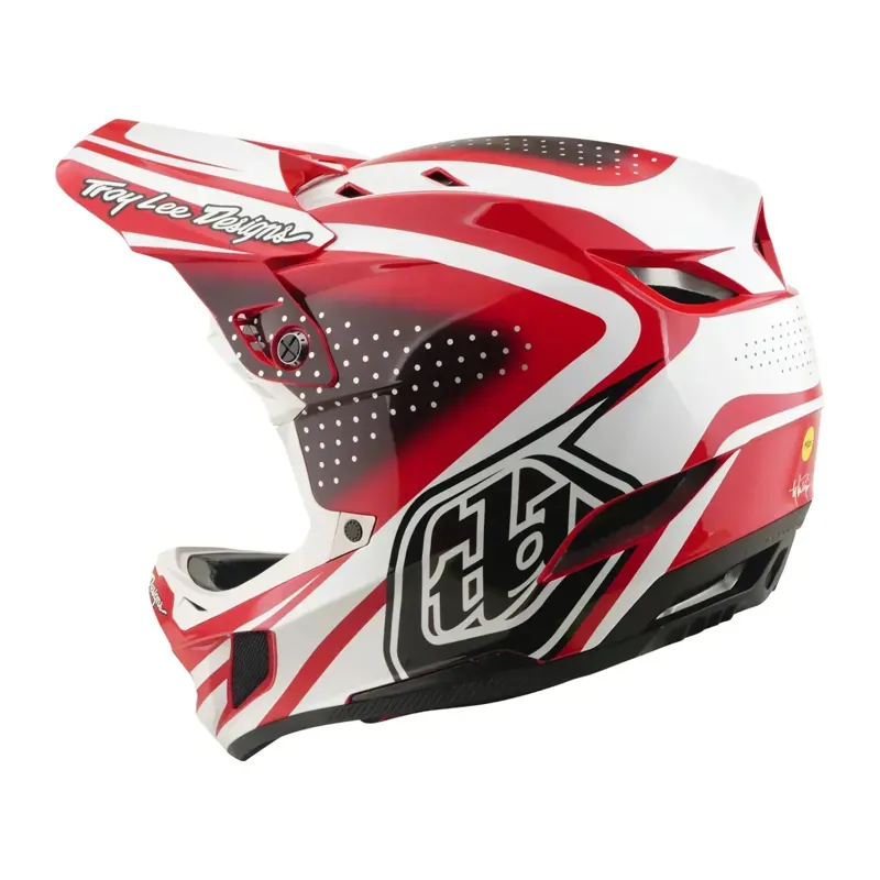 Troy Lee Designs D4 Polyacrylite Helmet in The Line - Fire/White-2