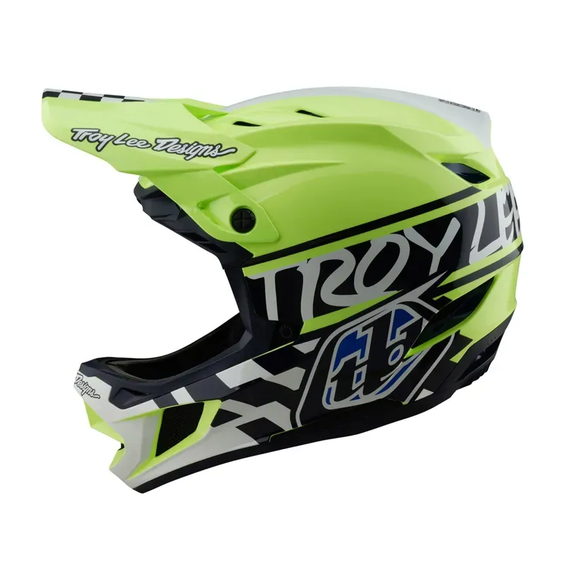 Troy Lee Designs D4 Polyacrylate Helmet in Fifty-50 Navy/Glow Yellow