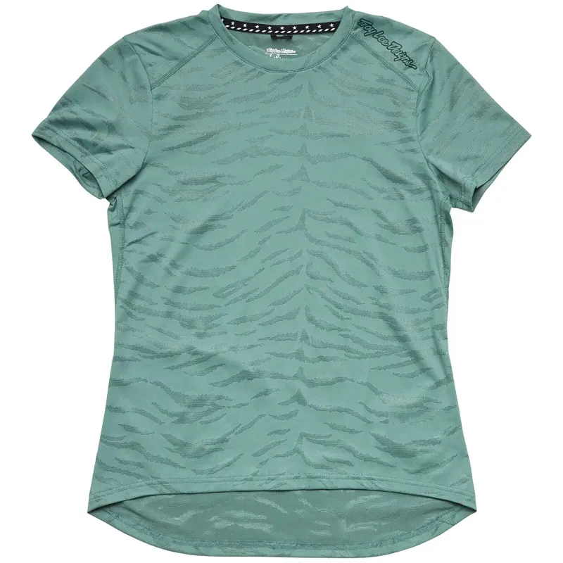 Troy Lee Designs Lilium Women's Short Sleeve Jersey / Tiger Jacquard - Steel Green