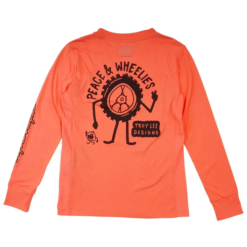 Troy Lee Designs Youth Skyline Ride Long Sleeve Tee P And W In Melon