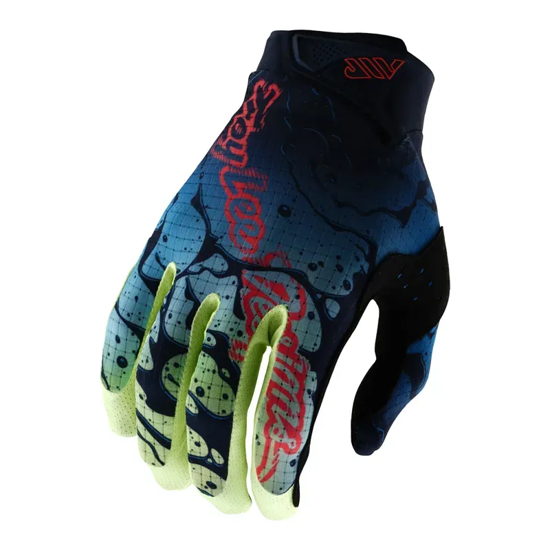 Troy Lee Designs Air Gloves in Drip Glow Yellow/Dark Navy