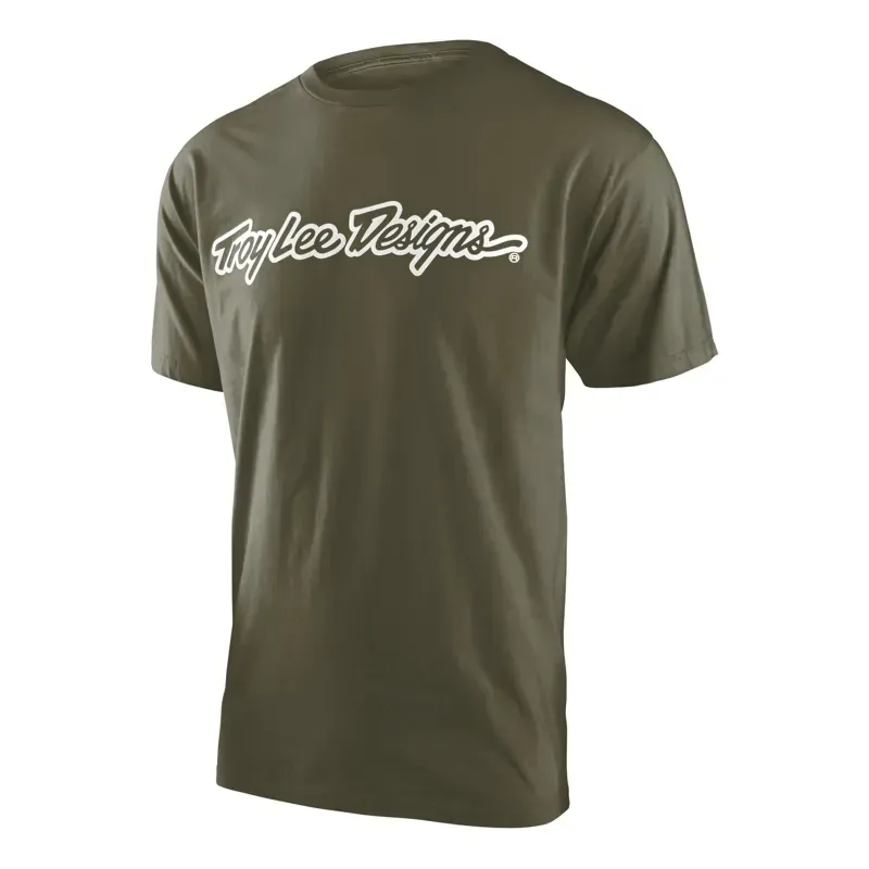 Troy Lee Designs Signature T-Shirt in Signature - Military Green