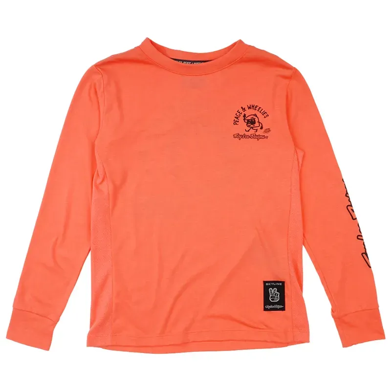 Troy Lee Designs Youth Skyline Ride Long Sleeve Tee P And W In Melon-1