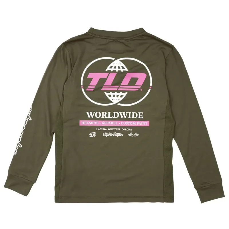 Troy Lee Designs Youth Skyline Ride Long Sleeve Tee Worldwide in Caper-1