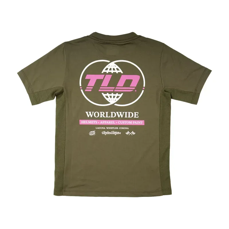 Troy Lee Designs Youth Skyline Ride Short Sleeve Tee Worldwide In Caper-1