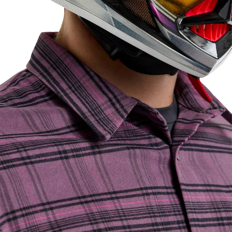 Troy Lee Designs Grind YD Plaid Flannel Shirt in Deep Purp-7
