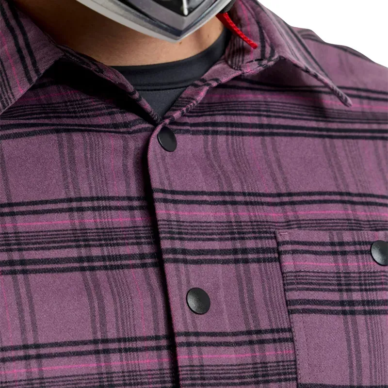 Troy Lee Designs Grind YD Plaid Flannel Shirt in Deep Purp-8