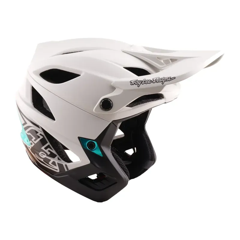 Troy Lee Designs Stage Drone Stunt Helmet in Pumice/Real Teal-5