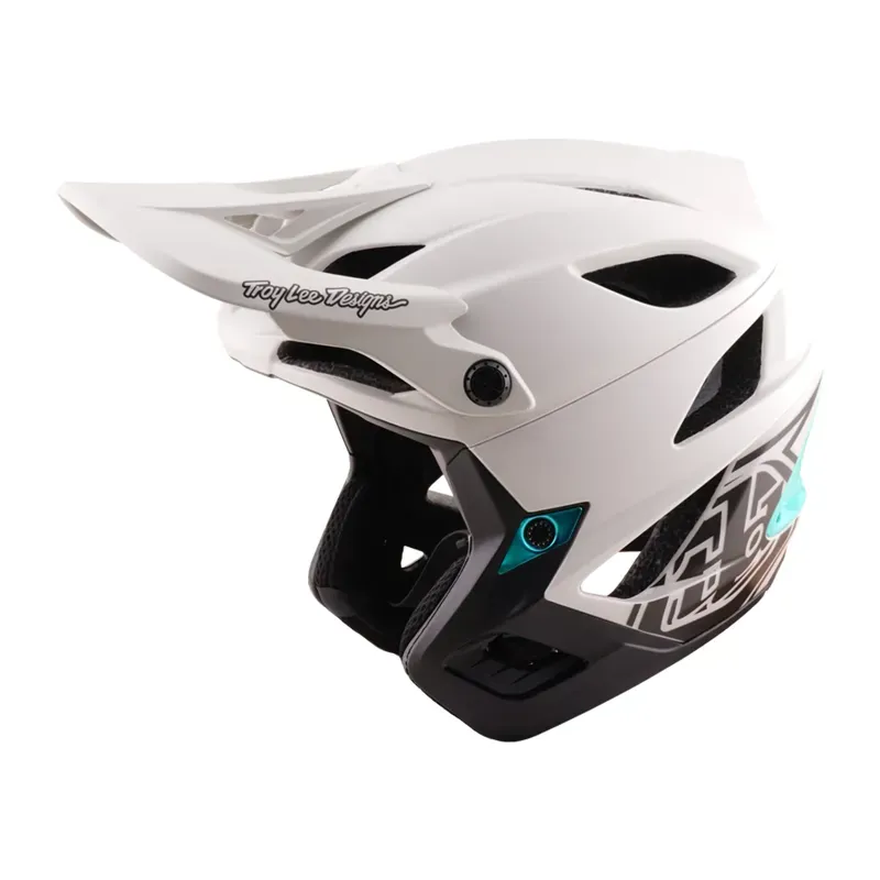 Troy Lee Designs Stage Drone Stunt Helmet in Pumice/Real Teal-6