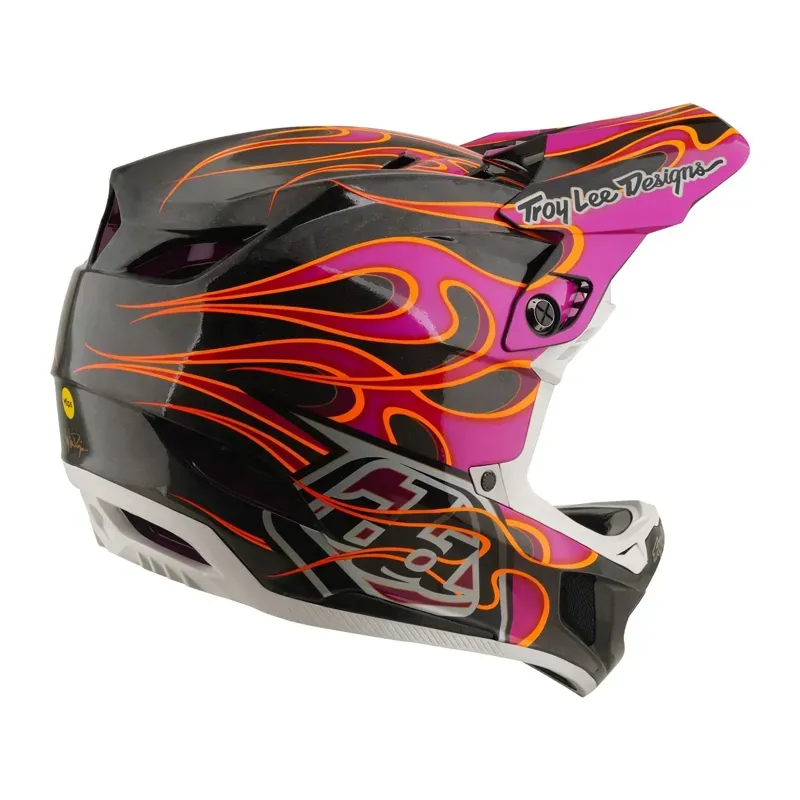 Troy Lee Designs D4 Carbon MIPS Helmet in Torched - Carbon/Magenta-4