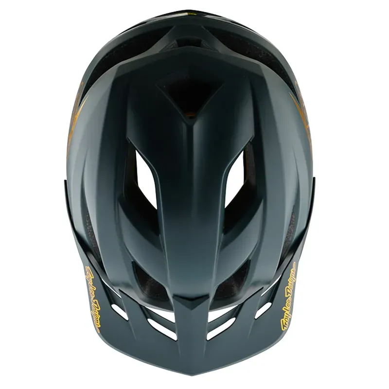 Troy Lee Designs Flowline MIPS Youth Helmet in Point Grey/Gold-4