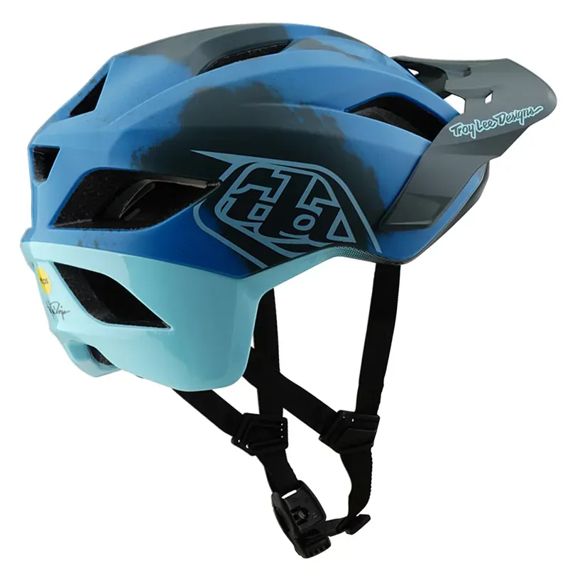 Troy Lee Designs Flowline SE MIPS Helmet in Badge Camo Blue-1