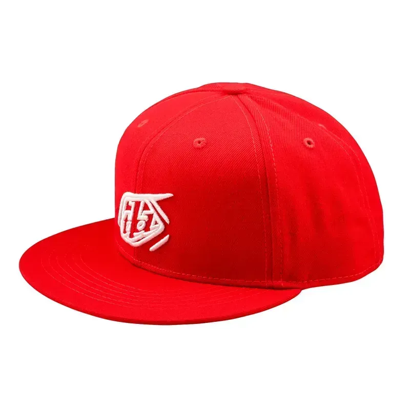 Troy Lee Designs Signature Flat Bill Snapback Cap in Team Red