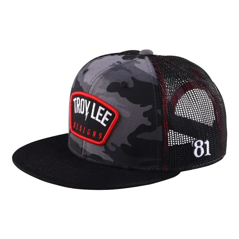 Troy Lee Designs Trucker Snapback Cap in Bolt Patch Black Camo