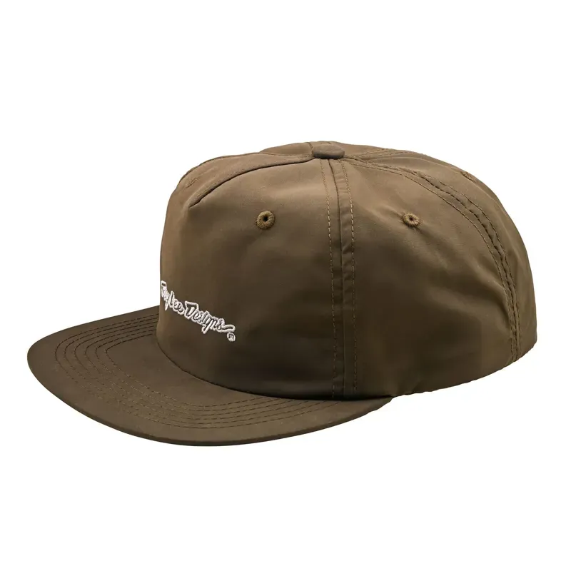 Troy Lee Designs Unstructured Snapback Cap in Signature Olive Canvas