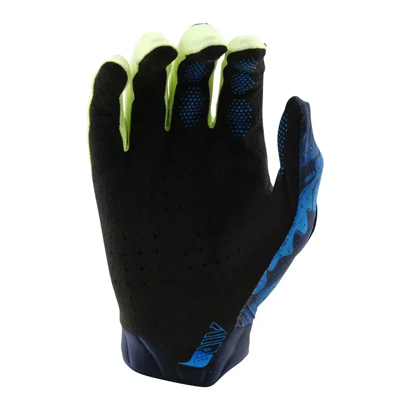 Troy Lee Designs Youth Air Gloves in Drip Glo Yellow/Dark Navy-1