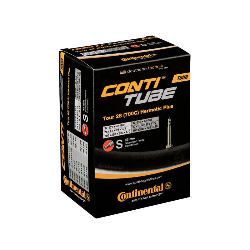 Continental Tour Hermetic Plus 42mm Presta Valve Tube in Black