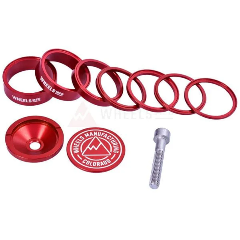 Wheels Manufacturing Pro StackRight Headset Spacer Kit in Red