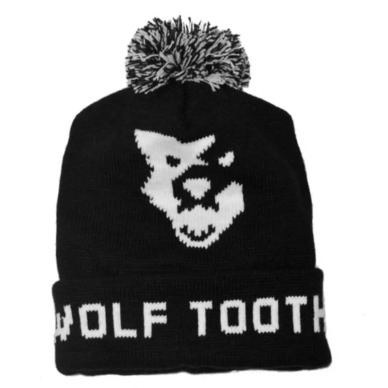 Wolf Tooth Pom Pom Beanie in Black