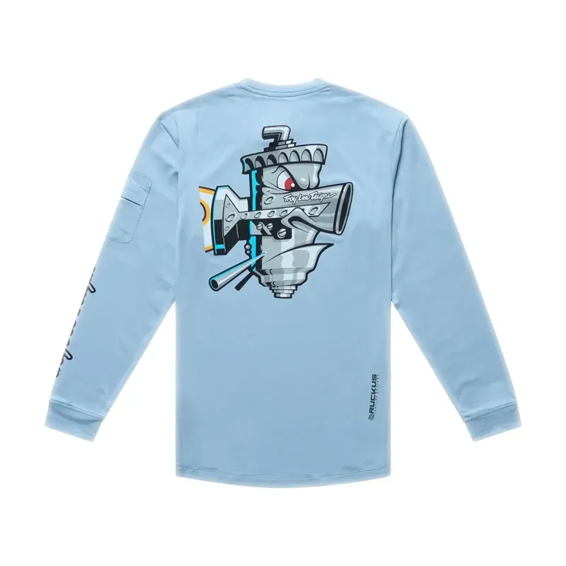 Troy Lee Designs Youth Ruckus Ride Carbs Long Sleeve T-Shirt Dawn Blue-1