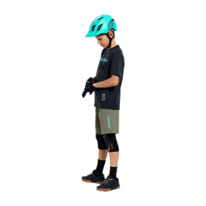 Troy Lee Designs Signature Skyline Ride Youth Short Sleeve Jersey in Black/Real Teal-7