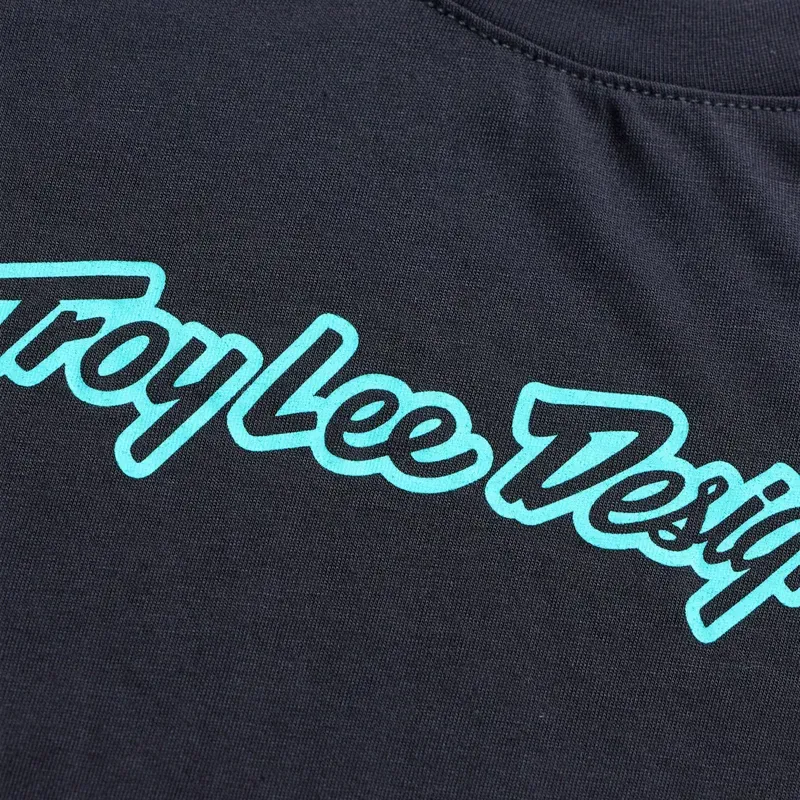 Troy Lee Designs Signature Skyline Ride Youth Short Sleeve Jersey in Black/Real Teal-2