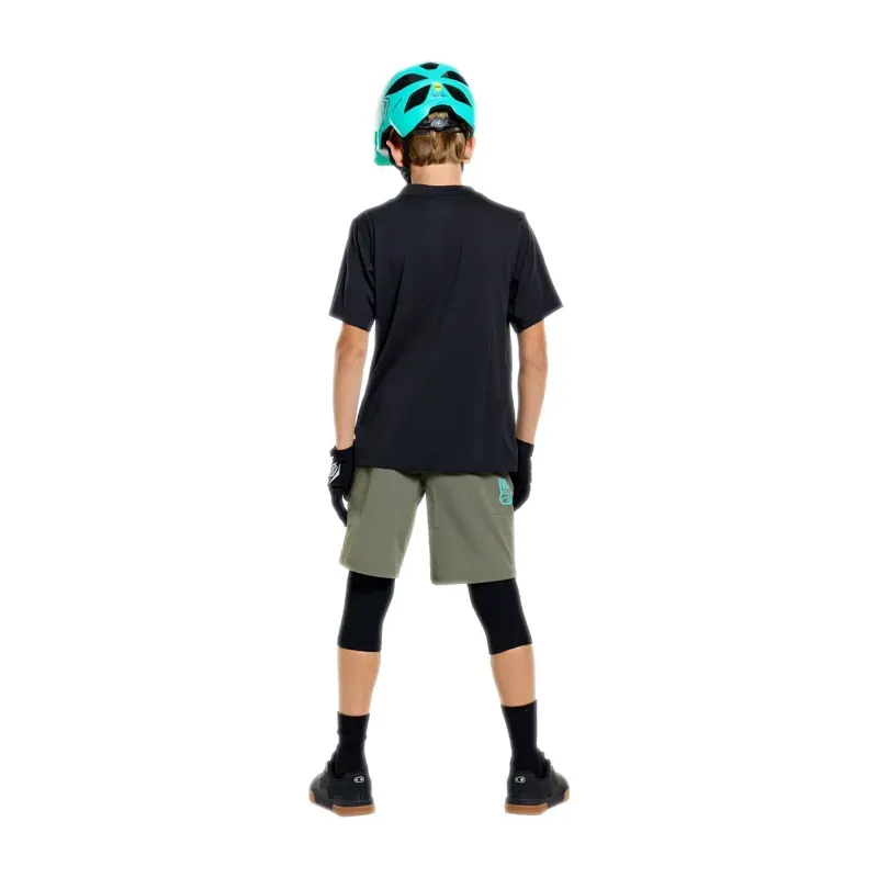 Troy Lee Designs Signature Skyline Ride Youth Short Sleeve Jersey in Black/Real Teal-8