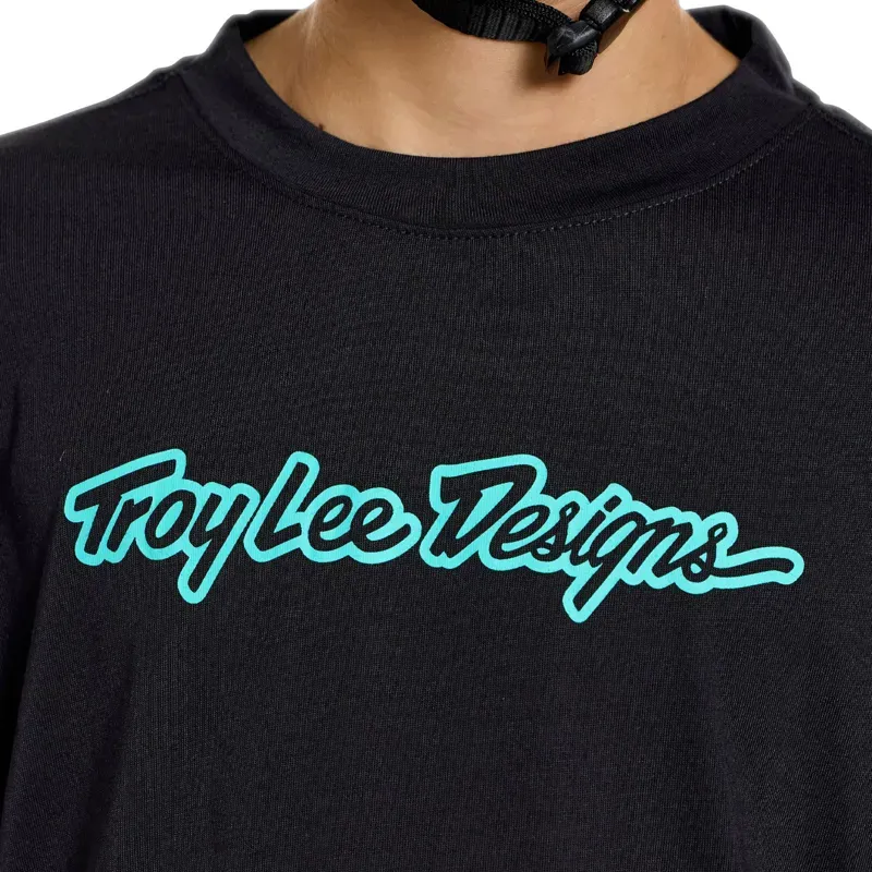 Troy Lee Designs Signature Skyline Ride Youth Short Sleeve Jersey in Black/Real Teal-9