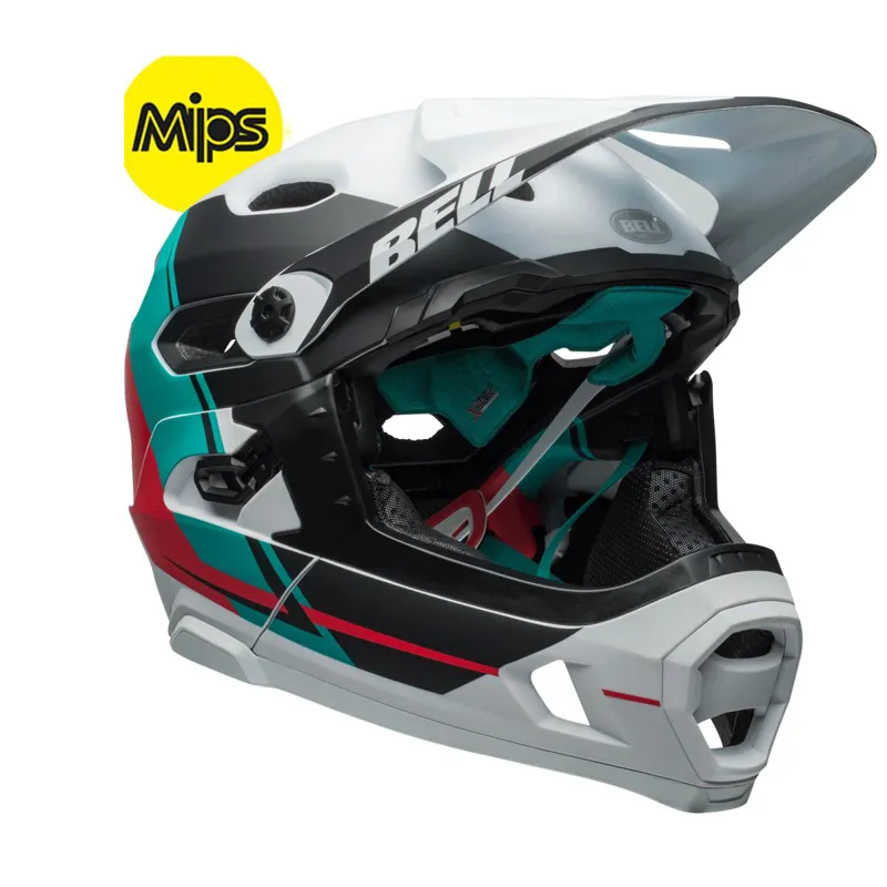 Bell Super DH MIPS Convertible MTB Helmet GreenBlack White And Red